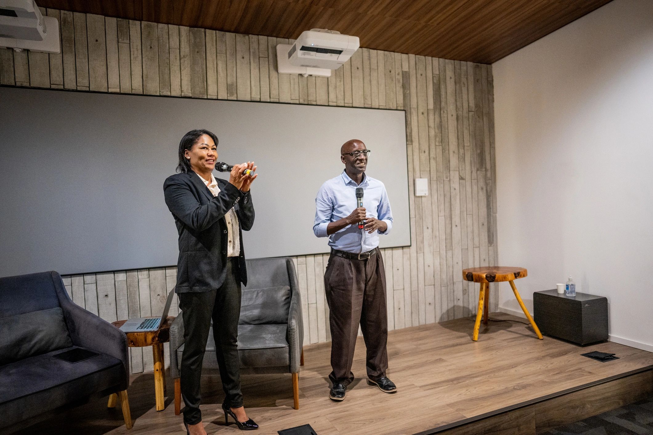 Interview taking place during a professional seminar